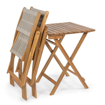 Javea Modern Coastal 3-Piece Acacia Wood Outdoor Folding Bistro Set - JONATHAN Y